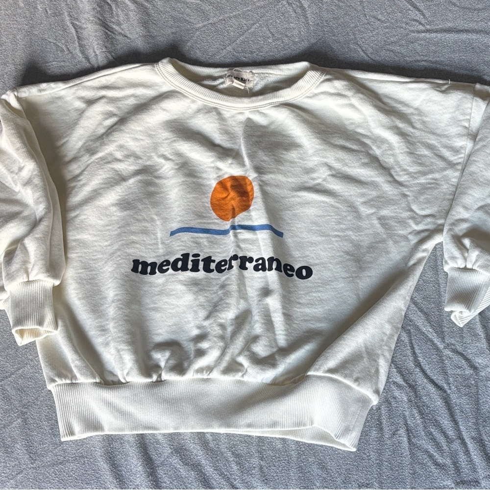 Kids White Sweatshirt with Orange Accent